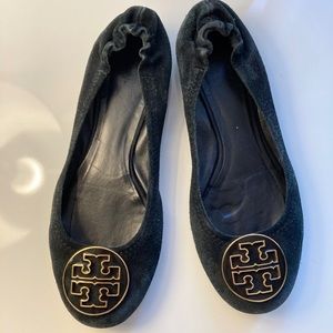 Tory Burch Black Reva Suede Flat